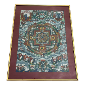 Vintage Framed Tibetan Buddhist Thangka