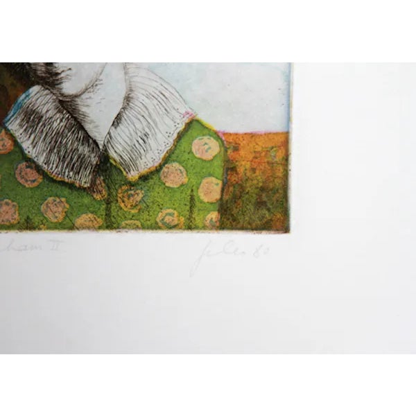 This etching, titled "The Sacrafice of Abraham II," was created by the Moroccan artist, Nicolette Jelen, in 1981. It is...