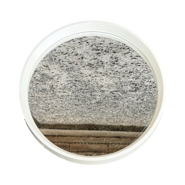 White Round Mirror, Hanging Mirror, Reflections by Thermotex, Denmark, Vintage, Scandinavia, 1970s–1980s. For Sale - Image 8 of 11