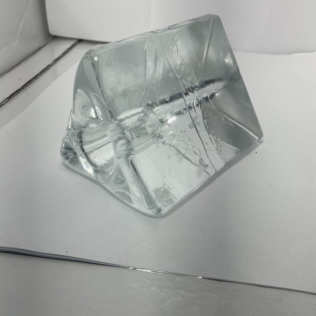 Glass Vintage Iittala Arkipelago Iceberg Triangle Candleholder Paperweight Timo Sarpaneva, MCM Scandinavian Art Glass,Retro Scandi Home Decor Gift For Sale - Image 7 of 7