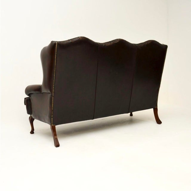 1930s Vintage Leather Wing Back Sofa, 1930 For Sale - Image 5 of 10