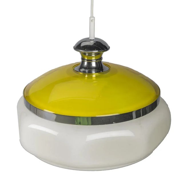 White and Yellow Space Age Pendant Lamp 39cm x 39cm x 32cm Up to 250V (Europe/UK Standard).The wiring of this item may be...