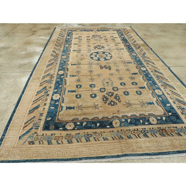 Early 20th Century Galerie Shabab Collection Early 20th Century Handmade East Turkestan Khotan Gallery Carpet, Circa 1900 For Sale - Image 5 of 9