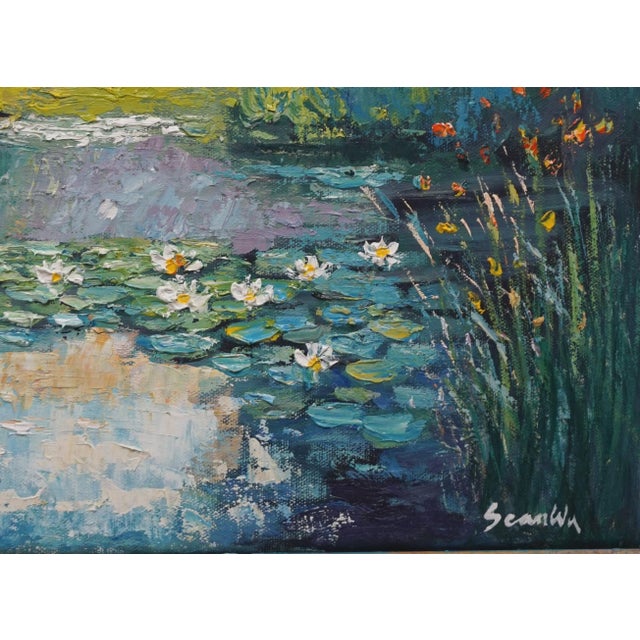 Original Oil Landscape of Lily Pond For Sale - Image 4 of 5