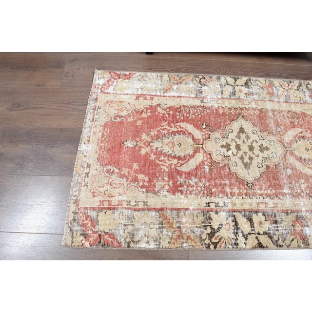 1970s Vintage Handmade Wool Cotton Red Area Rug For Sale In San Francisco - Image 6 of 11