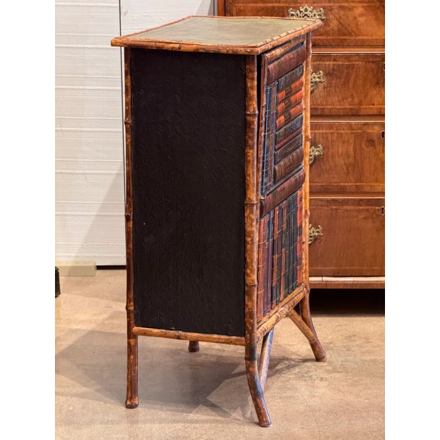 Tan 1920s Bamboo Cabinet With Book-Front Door For Sale - Image 8 of 12
