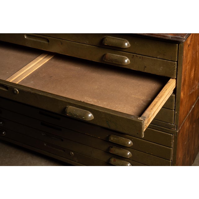 Brown Vintage Ten Drawer Flat File With Hairpin Legs For Sale - Image 8 of 8