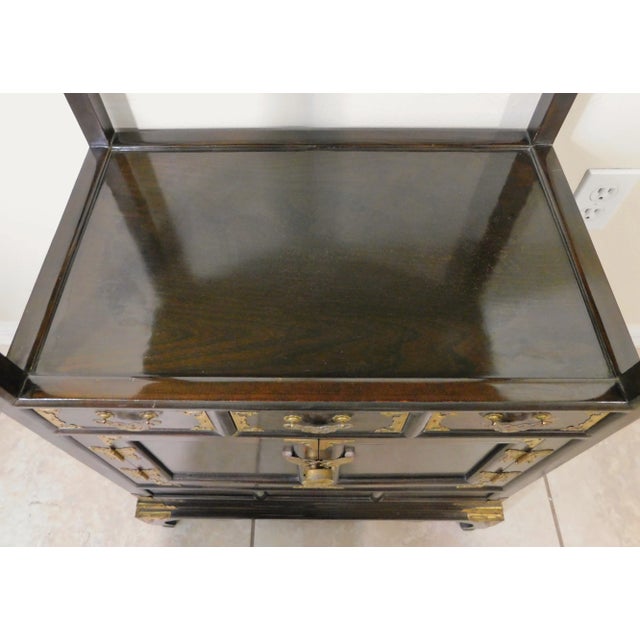 Chinoiserie Antique Chinese Solid Wood Brass Butterfly Bar Cabinet For Sale - Image 3 of 13