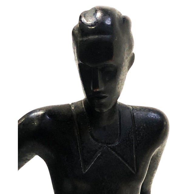 Art Deco Soccer Player, German Art Deco Patinated Bronze Sculpture, ca. 1930’s For Sale - Image 3 of 12