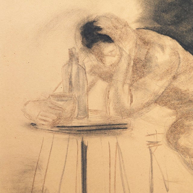 Figurative Male Figure at Table - Charlene Palmer, C. 1957 For Sale - Image 3 of 10