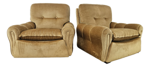 Vintage Italian Fabric Armchairs, 1970, Set of 2