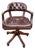 English Swivel Office Chair in Brown Leather and Wood For Sale