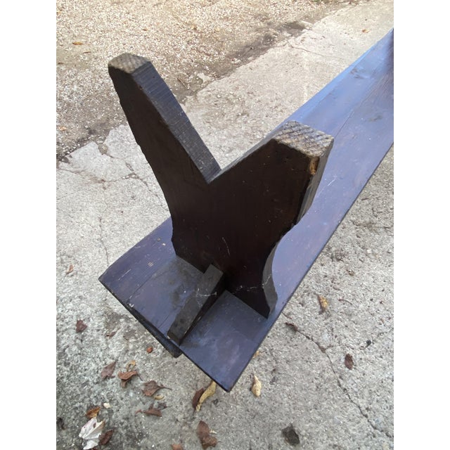 Rustic Wood Farmhouse Bench, 1950s For Sale - Image 13 of 17