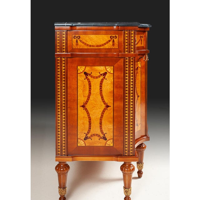 English Style Sideboard With Black Marble Top For Sale - Image 4 of 4