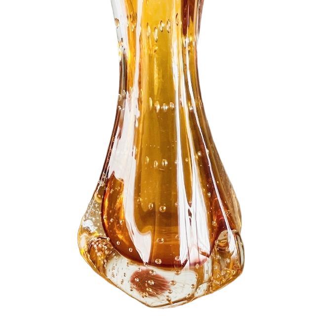 Glass Vintage Amber Bullicante Murano Glass Vase attributed to Archimede Seguso, 1970s For Sale - Image 7 of 9