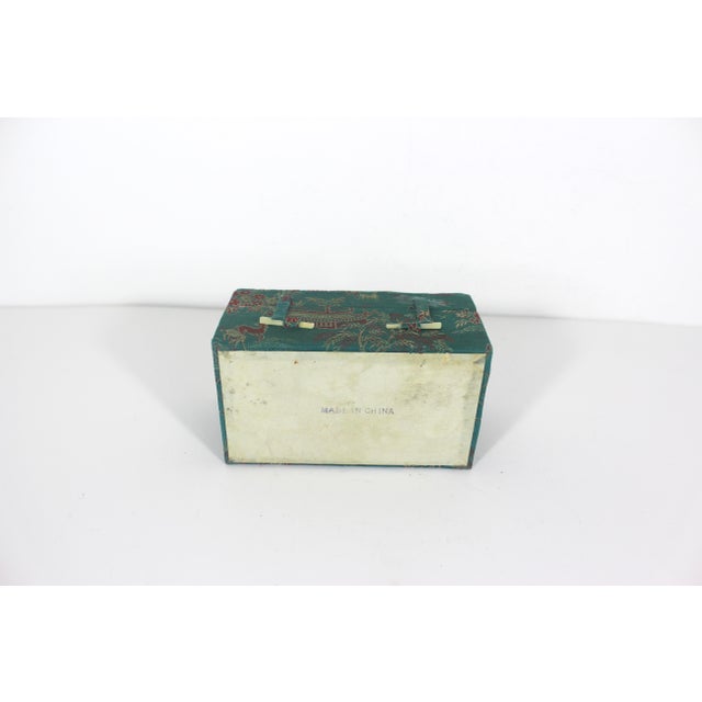 Green Vintage Chinese Shi-Lou Stone Stress Balls or Boading Baoding Balls Pair or Set in Silk Fabric Covered Box For Sale - Image 8 of 8