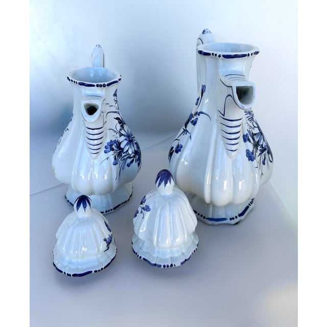 Shabby Chic 1980s Blue & White Coffee & Tea Pot Set For Sale - Image 3 of 12