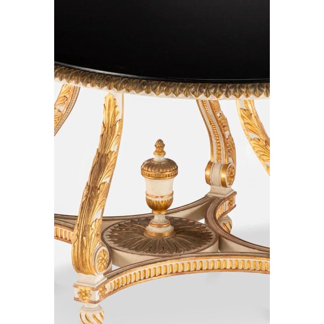 Gold 1940s French Louis XVI Creamy White Black Gilt Wood Double Pedestal Extension Dining Table by Maison Jansen Paris For Sale - Image 8 of 18