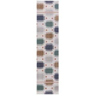 Modern Flatweave Geometric Soft White Runner "polar Prism" by Doris Leslie Blau For Sale