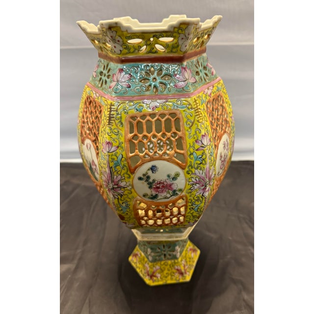 Rose Rare Antique Chinese Famille Rose Porcelain Palace Lantern Late 19th Century For Sale - Image 8 of 12
