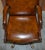 Vintage Brown Leather Oak Framed Captains Directors Armchair For Sale - Image 4 of 17