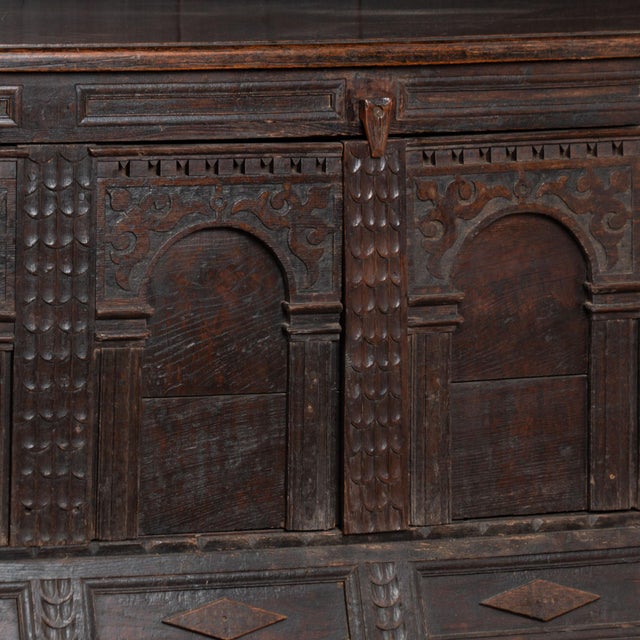 18th Century German Carved Oak Display Cabinet Buffet Dated 1743 For Sale - Image 12 of 17