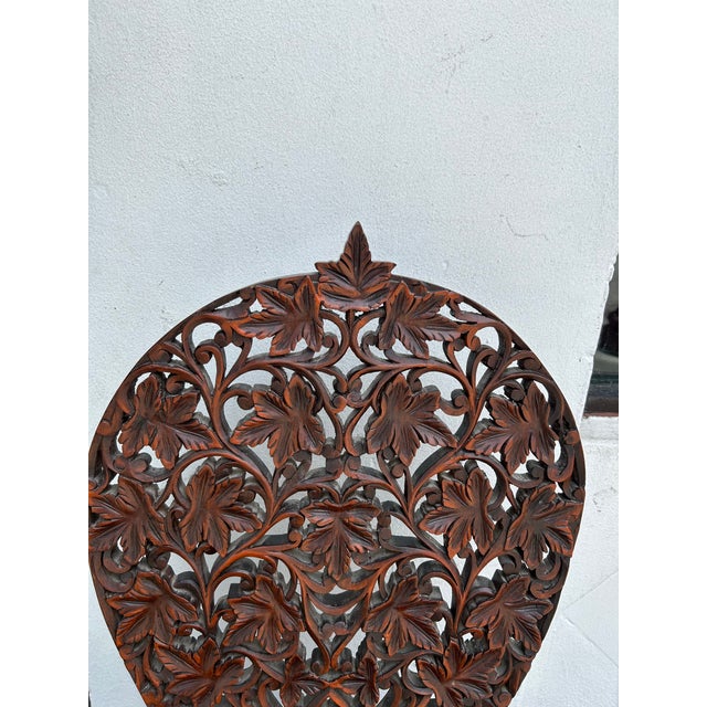 Late 19th Century Antique Anglo, Indian Carved Wood Ceremonial Low Chair For Sale - Image 5 of 7