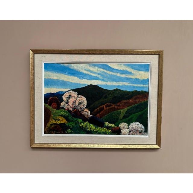 John B. Hinna, Mountain Landscape, 1970, Oil on Panel, Framed For Sale - Image 7 of 18
