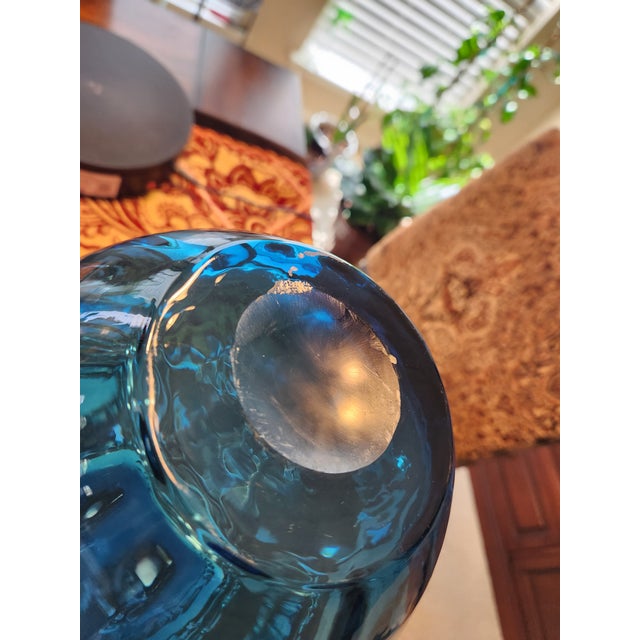 Mid-Century Modern Attributed to NasonMoretti / Carlo Nason (Murano) Cerulean Blue Rigaree 5.3lb Va For Sale - Image 3 of 5