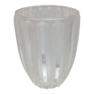 Frosted & Clear Ribbed Crystal Bud Vase For Sale