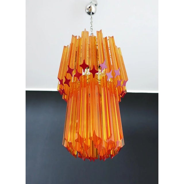 1980s Vintage Italian Amber Murano Glass Chandelier, 1982 For Sale - Image 5 of 16
