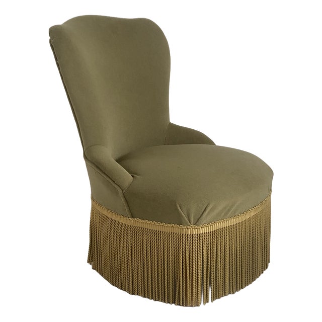 Small Toadstool Lounge Chair in Green Velvet, 1950s For Sale