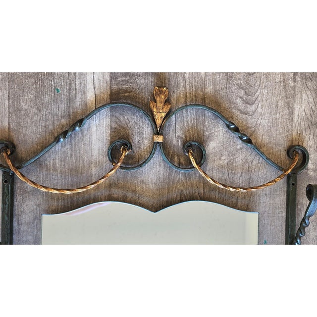 Mid 20th Century Gilt Wrought Iron Floating Console Table/Coat Rack in the Manner of Gilbert Poillerat For Sale - Image 9 of 12