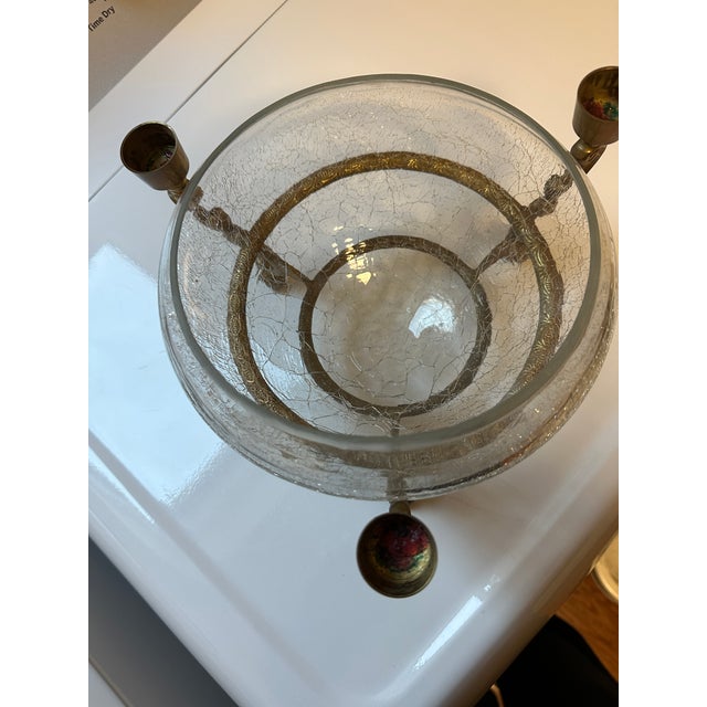 Late 19th Century Antique 19th Century French Gilt Brass & Glass Centerpiece Candelabra Bowl For Sale - Image 5 of 5