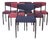 Mid-Century Modern German Dining Chairs in Black Beechwood with Pastel Upholstery, 1950s, Set of 6 For Sale