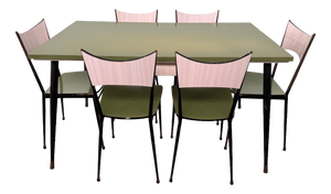 Vintage Italian Dining Table and Formica Chairs, Set of 7