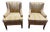 Napoleon III Wingback Armchairs in Multicoloured Striped Velvet, Set of 2 For Sale