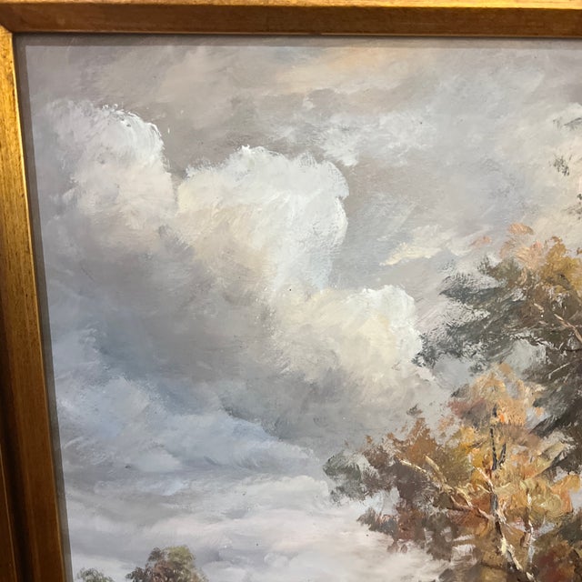 1980s 20th Century European School Impressionist Style Landscape Oil on Artist Board Framed Signed For Sale - Image 5 of 9