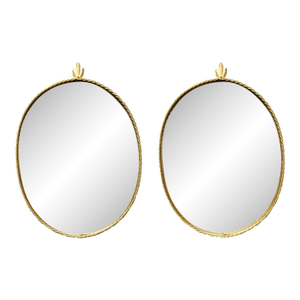 Pair of Italian Gilt Iron Rope Mirrors