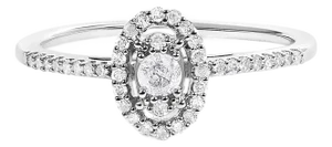 14K White Gold 1/5 Cttw Diamond Oval Shape With Halo Engagement Ring (H-I Color, I1-I2 Clarity) - Size 8.5