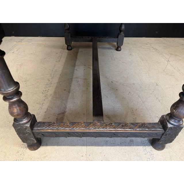 Brown Antique Table in Carved Oak, 1860 For Sale - Image 8 of 14