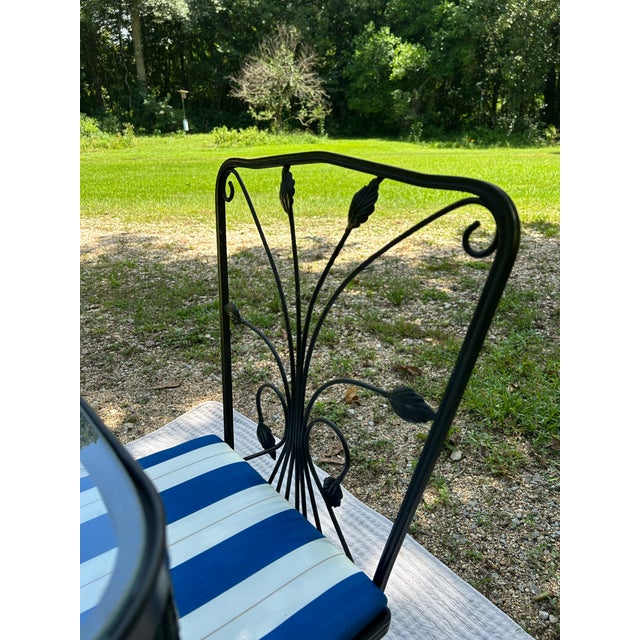 1960s Mid 20th Century Wrought Iron Patio Dining Set Attributed to Salterini For Sale - Image 5 of 12