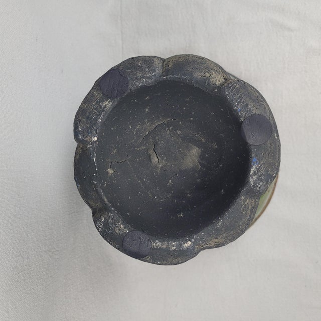 Late 20th Century Rustic Green Glazed Stoneware Pedestal Bowl Urn Footed Artisan Pottery For Sale - Image 6 of 9