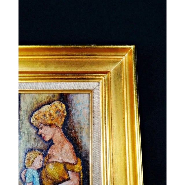 Modern Claude Voisin, Mother Breastfeeding Her Child, Oil on Panel, 1977, Framed For Sale - Image 3 of 12