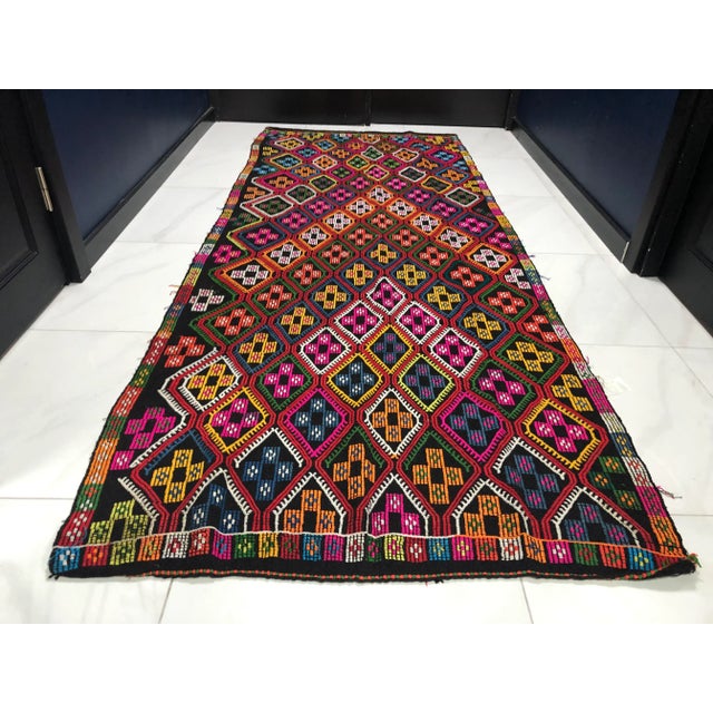 1960s 1960s Vintage Colorful Patterned Rug- 3′10″ × 9′8″ For Sale - Image 5 of 11