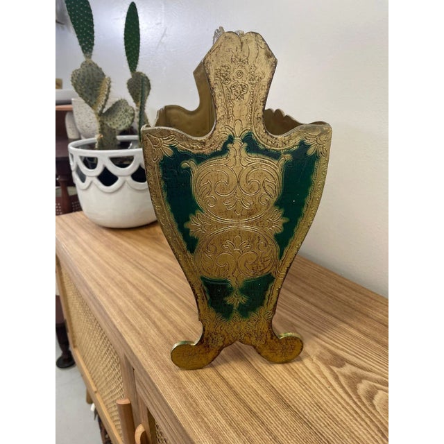 1960s Vintage Mid Century Modern Italian Magazine Rack Painted Gilt Stand Circa 1960s For Sale - Image 5 of 8