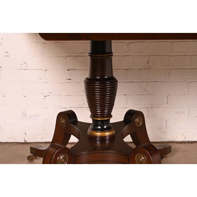 Kittinger Regency Banded Mahogany Double Pedestal Extension Dining Table, Newly Refinished For Sale - Image 13 of 16