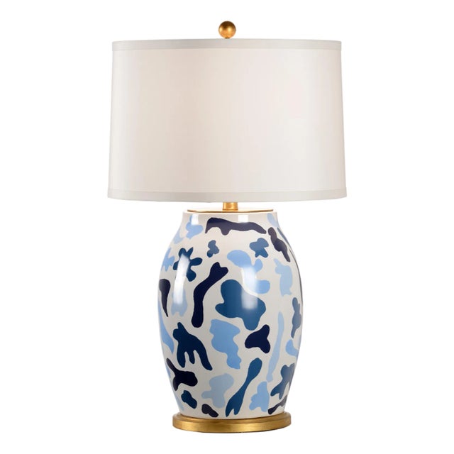 St. Germain Hand Painted Lamp - Blue For Sale
