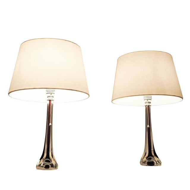 1950s Moulded Glass Table Lamps by Paul Kedelv for Flygsfors, 1950s, Set of 2 For Sale - Image 5 of 12