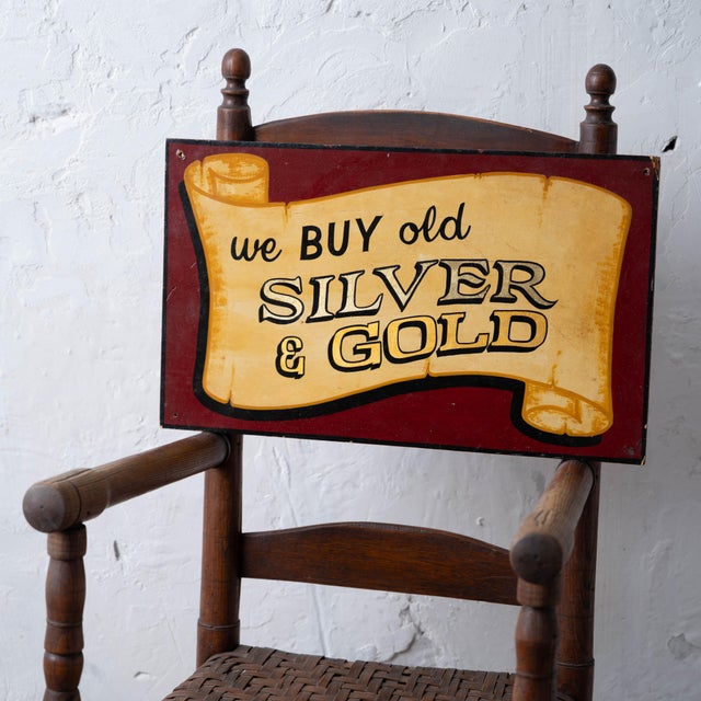 American Vintage Silver & Gold Trade Sign For Sale - Image 3 of 8